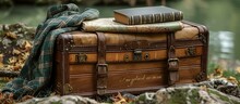 a wooden chest with a book on top