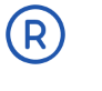 a blue circle with a letter r