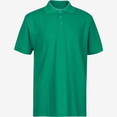 a green polo shirt with a white background