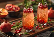 two glasses of pomegranate juice