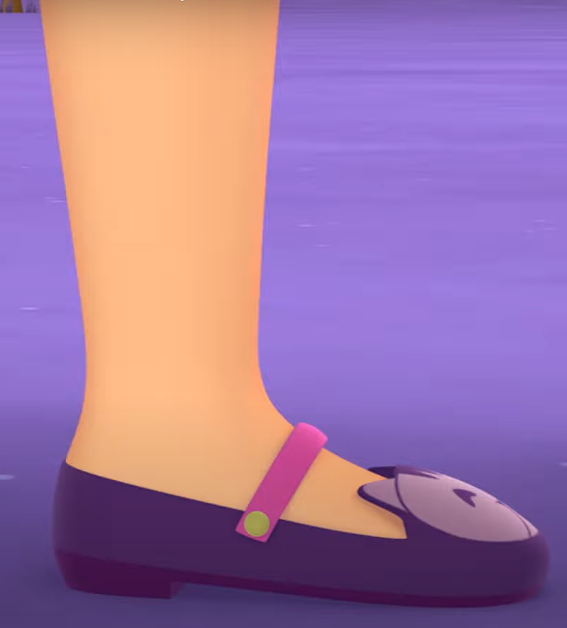 a cartoon of a foot wearing a purple shoe