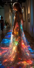 a woman in a dress with lights