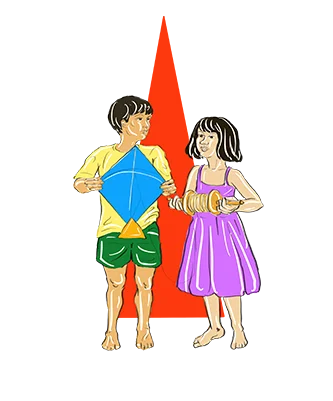 a boy and girl holding kites