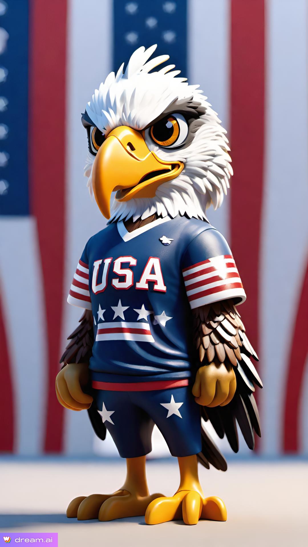 a statue of an eagle wearing a sports uniform