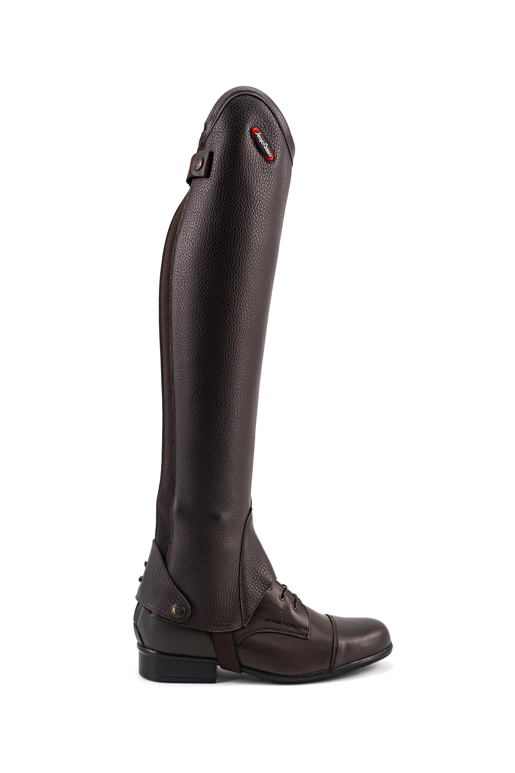 a black boot with a black strap