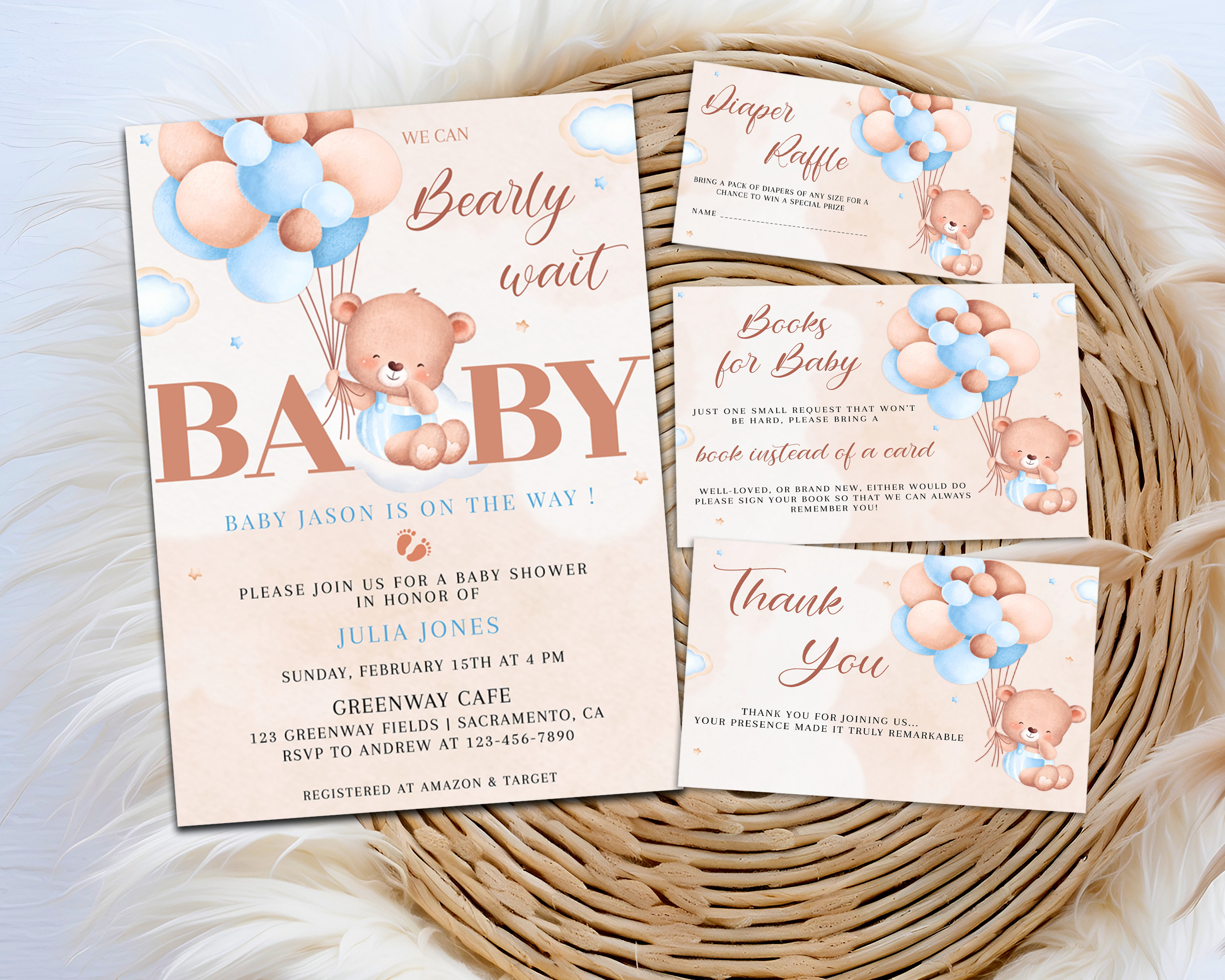a baby shower invitation cards and envelopes