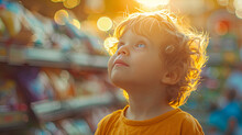 a child looking up at the sun