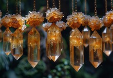 a group of crystal pendants