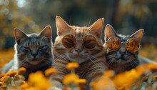 a group of cats with sunglasses