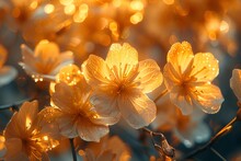 a group of flowers with yellow petals