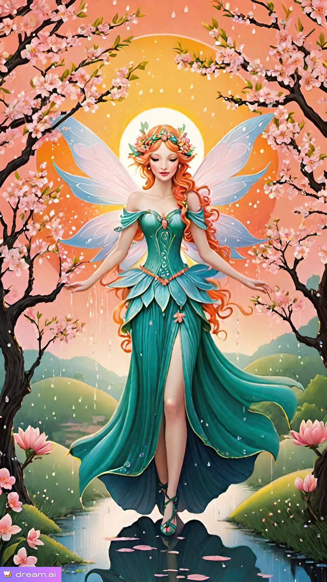 a cartoon of a fairy with wings and flowers