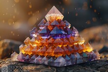 a pyramid of colorful crystals