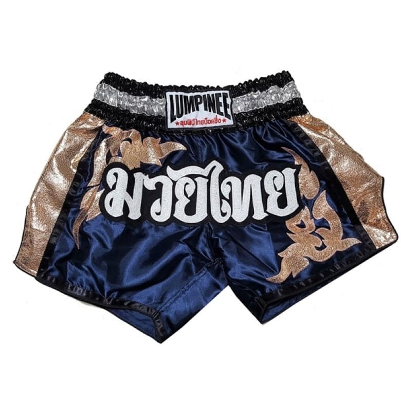 a pair of blue and gold shorts