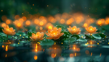 a group of orange flowers with green leaves