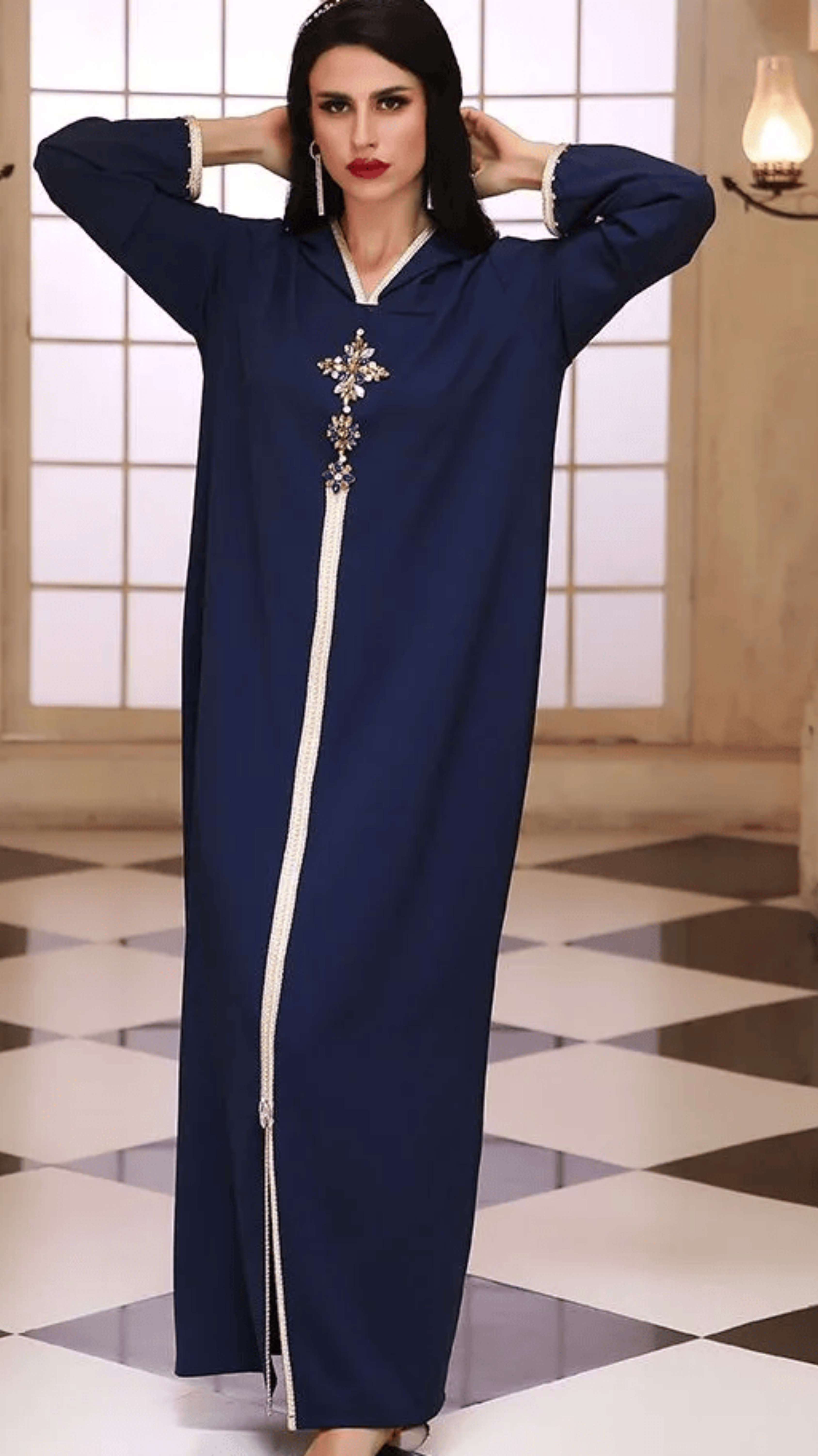 a blue dress with a zipper
