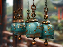 a group of bells from a pole