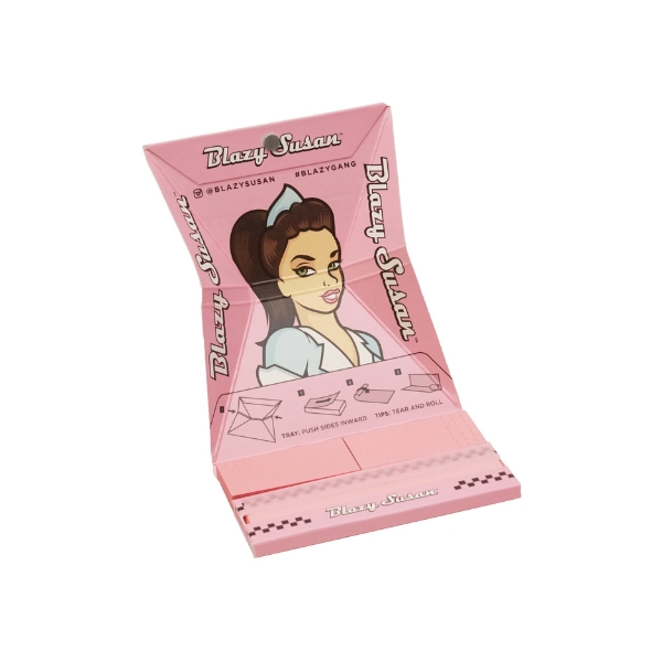 a pink box with a cartoon of a woman