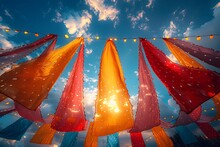 a group of colorful flags