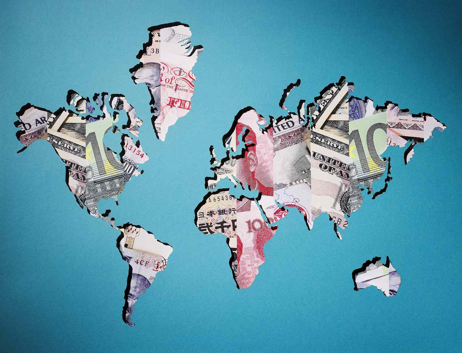 a map of the world made of money
