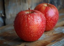 two apples on a table