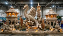 a statue of a dragon in a building