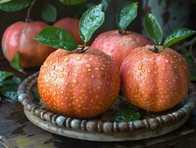 a group of fruit on a plate