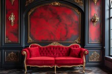 a red couch in a room