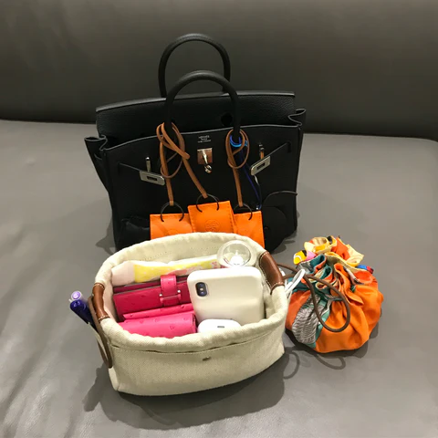 a bag with a variety of items in it