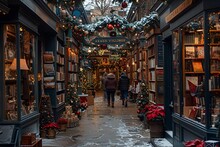 people walking through a covered walkway