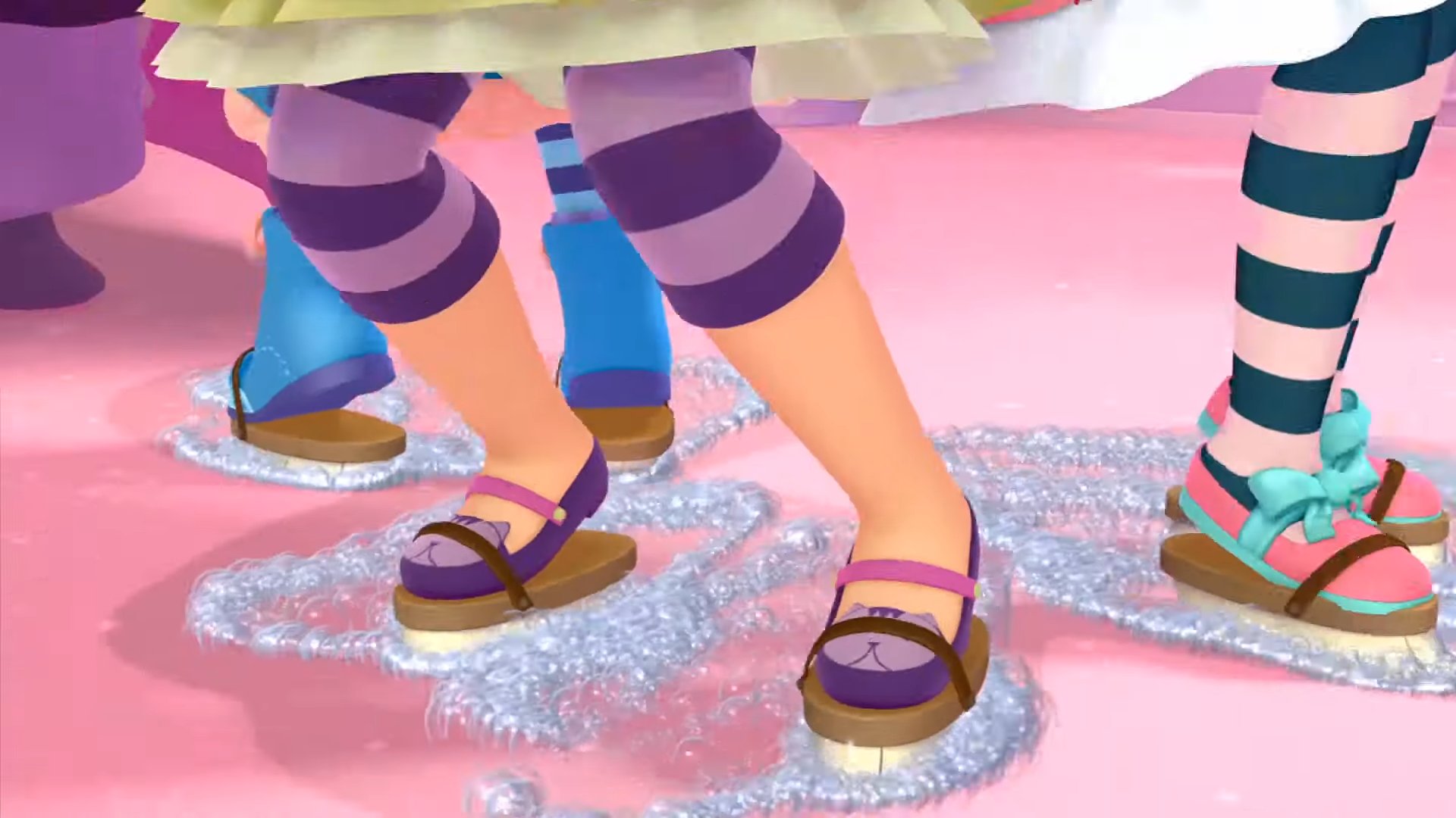cartoon legs and feet in sandals