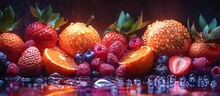 a group of fruit in water