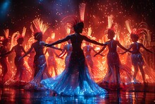 a group of women dancing in a stage