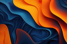 a blue and orange wavy shapes