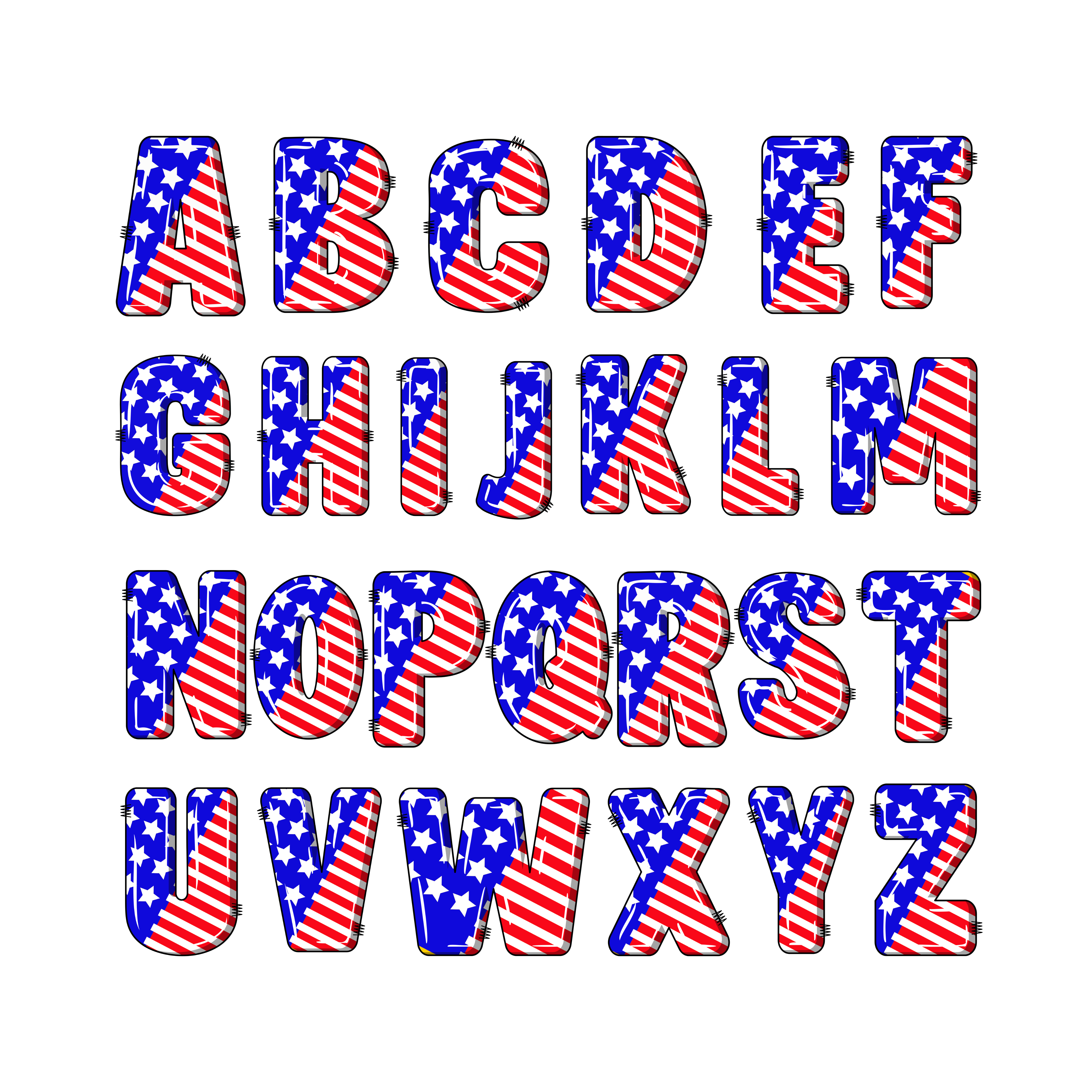 a red white and blue alphabet