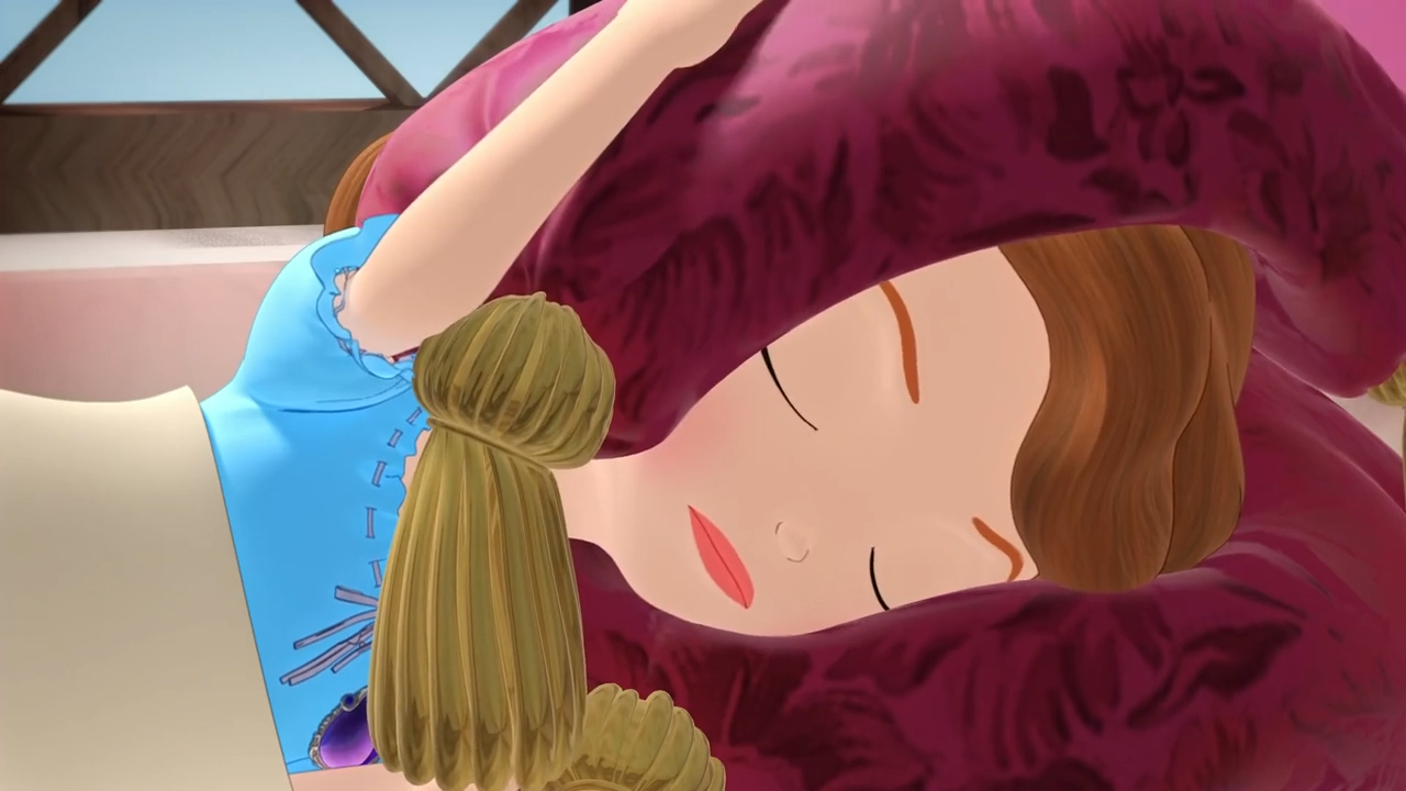 a cartoon of a girl sleeping