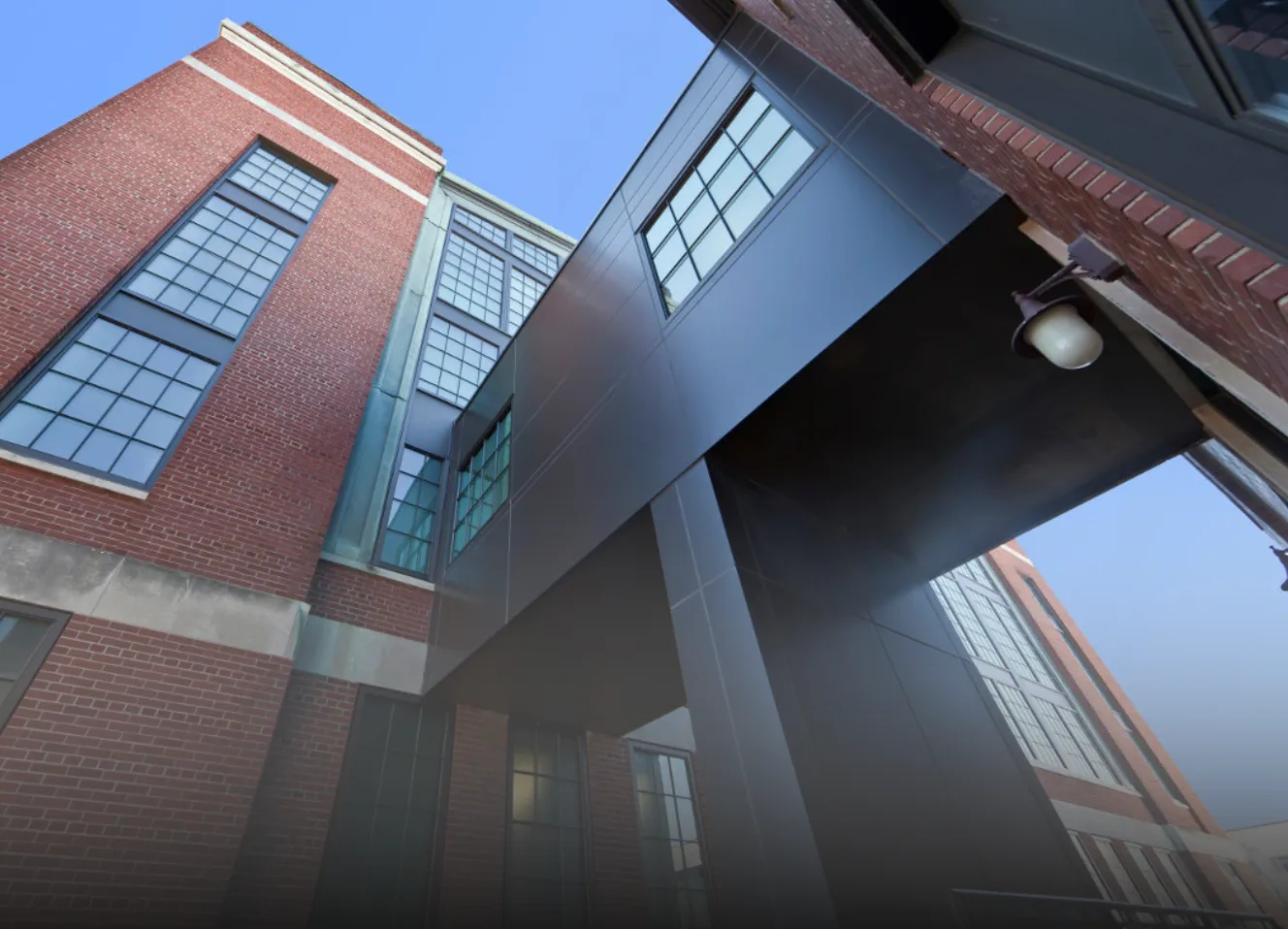 a building with a black wall