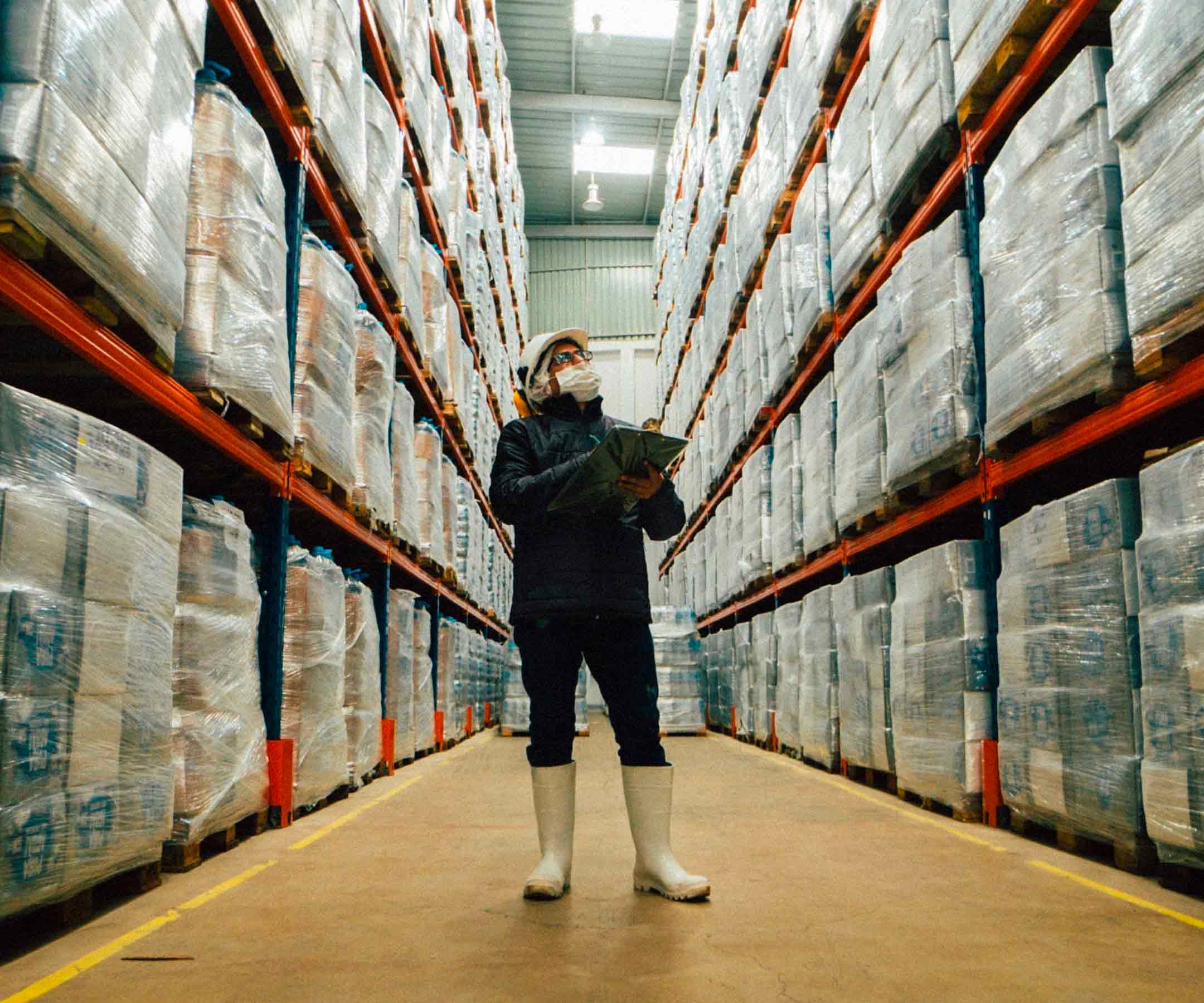 a person in a warehouse