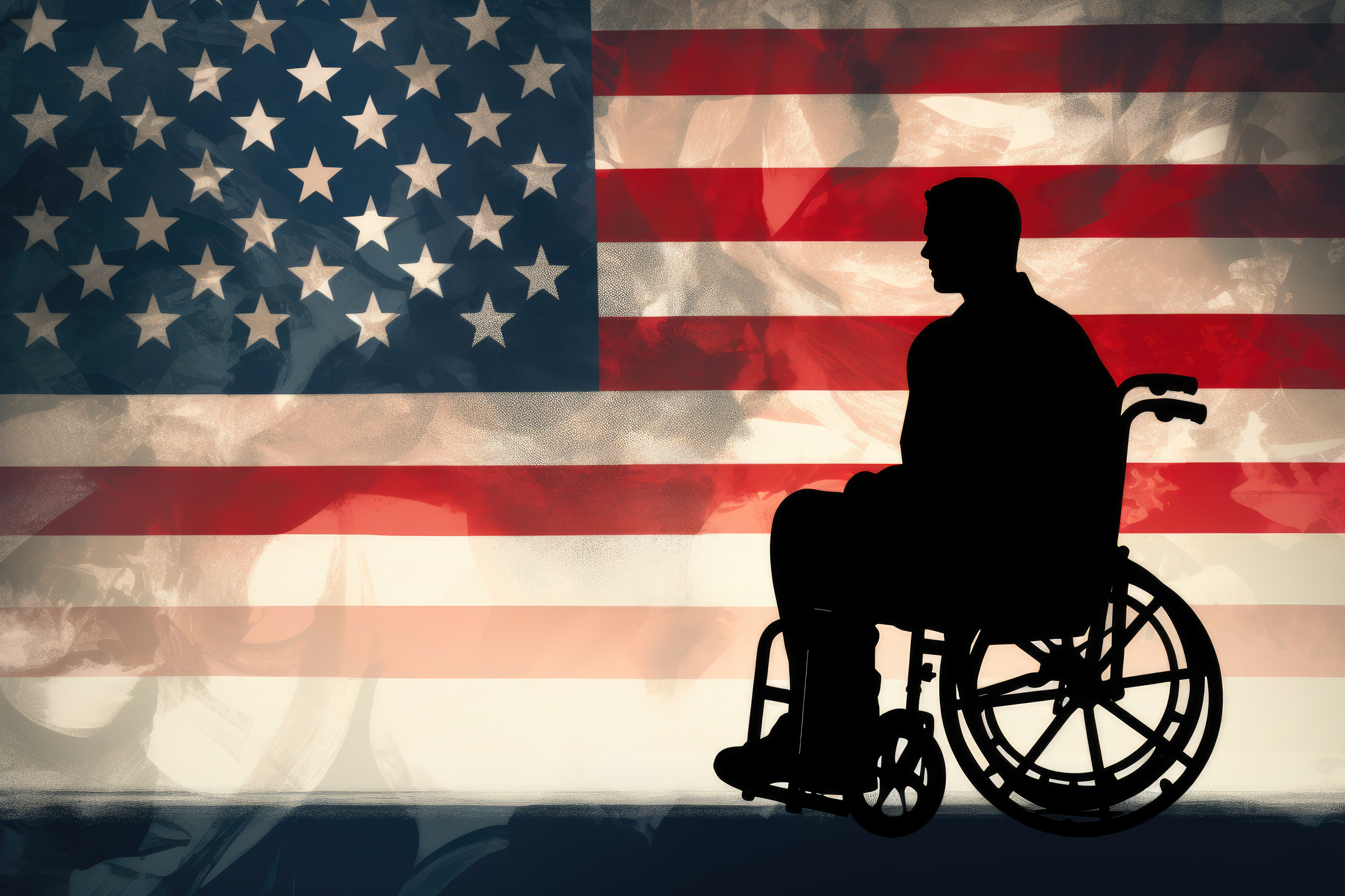a silhouette of a man in a wheelchair
