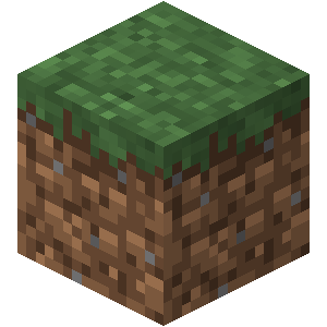a pixelated cube with grass
