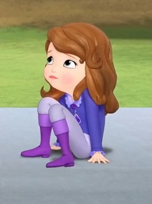 cartoon of a girl sitting on a concrete surface