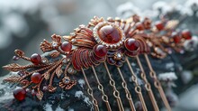 a hair comb with red stones