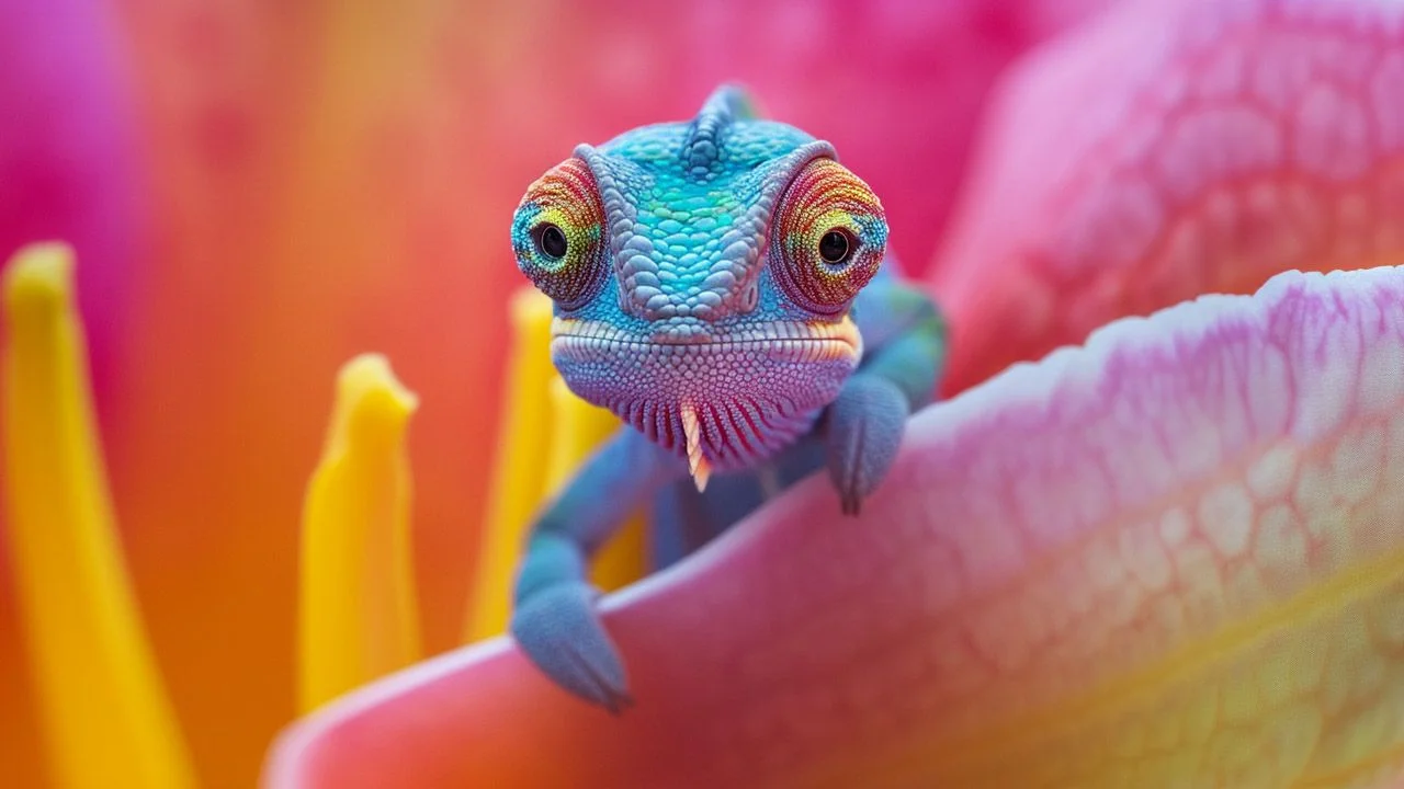 a colorful lizard on a flower