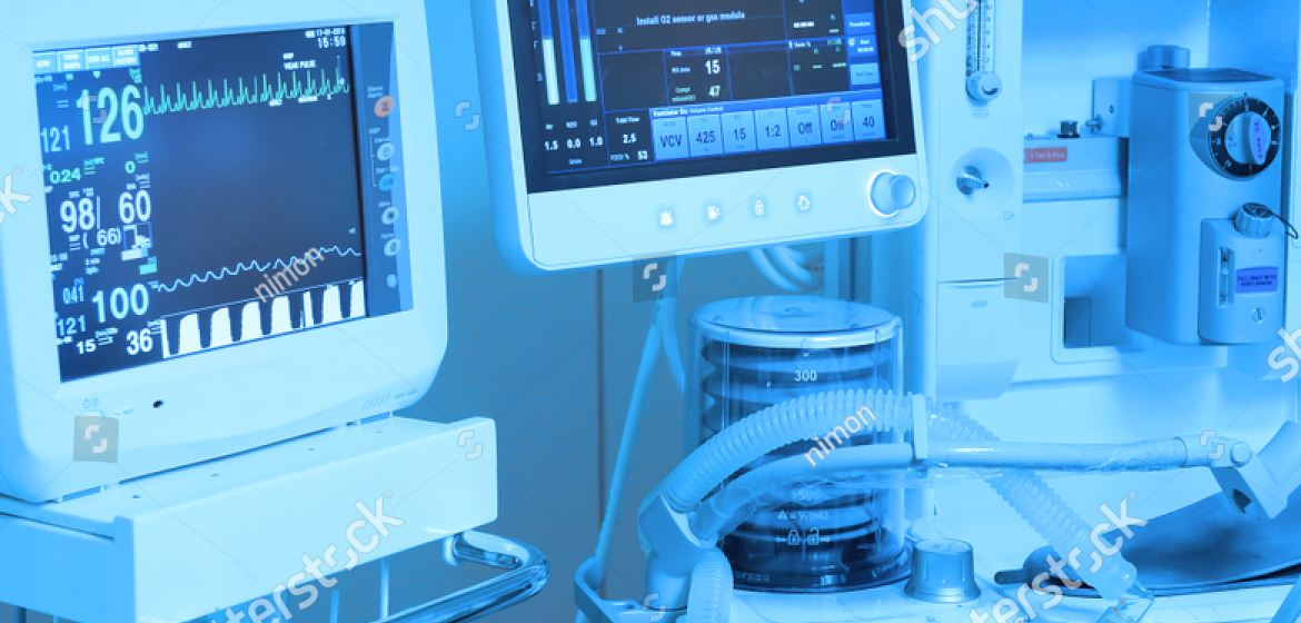 a medical equipment with monitors and tubes