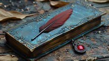 a feather on a book