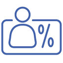 a blue line drawing of a person and a percentage sign