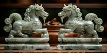 a pair of marble horses