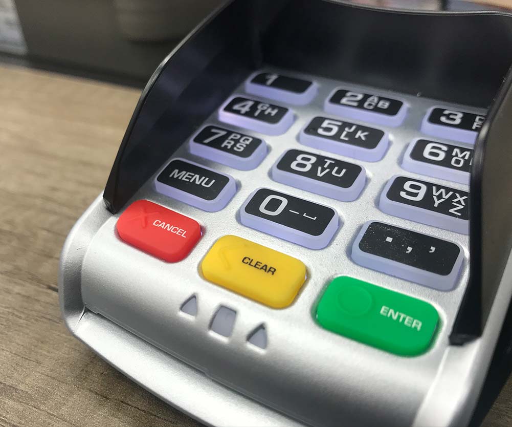 a close up of a credit card machine