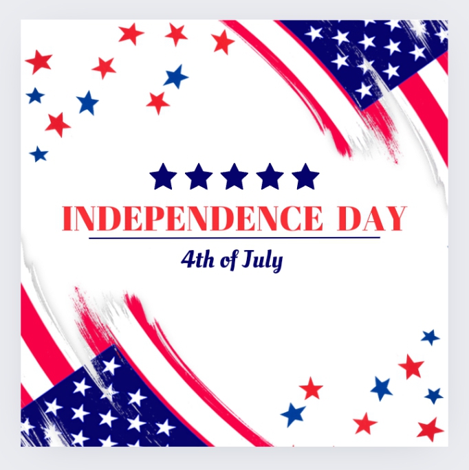 a square image of red white and blue stars and a white background