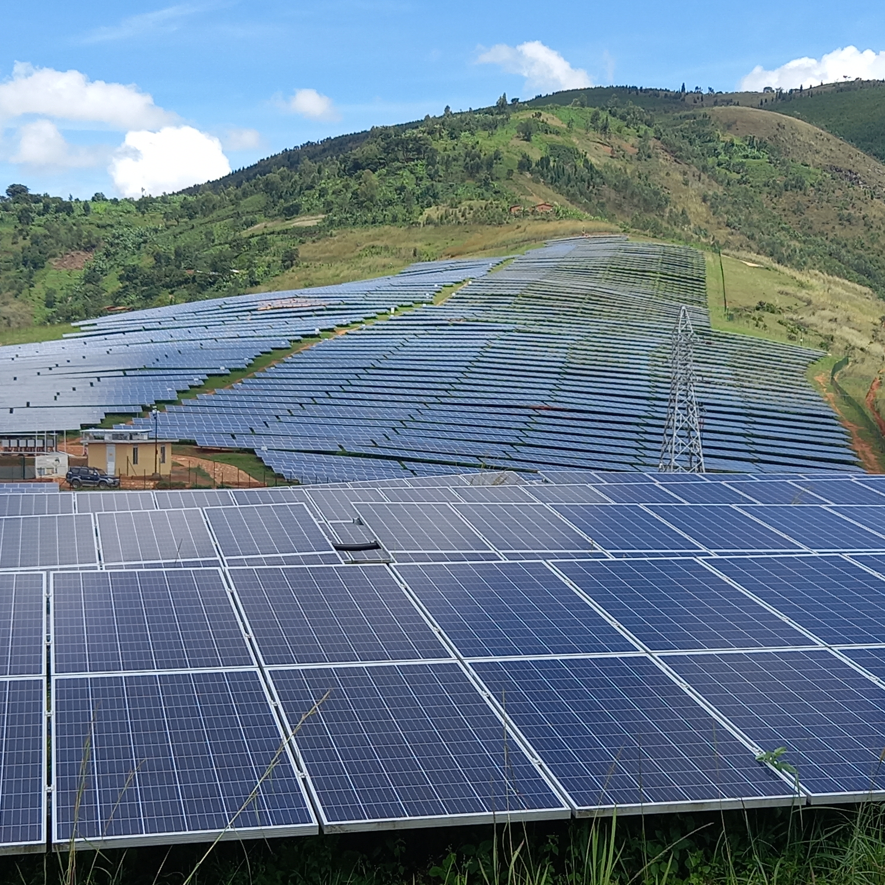 solar panels on a hill
