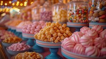 a display of different colored candy
